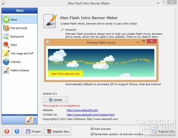 Aleo Flash Intro Banner Maker,Flash,网站制作,广告牌生成器