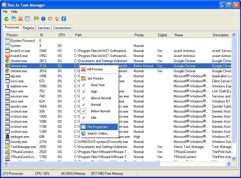 SterJo Task Manager,进程管理工具
